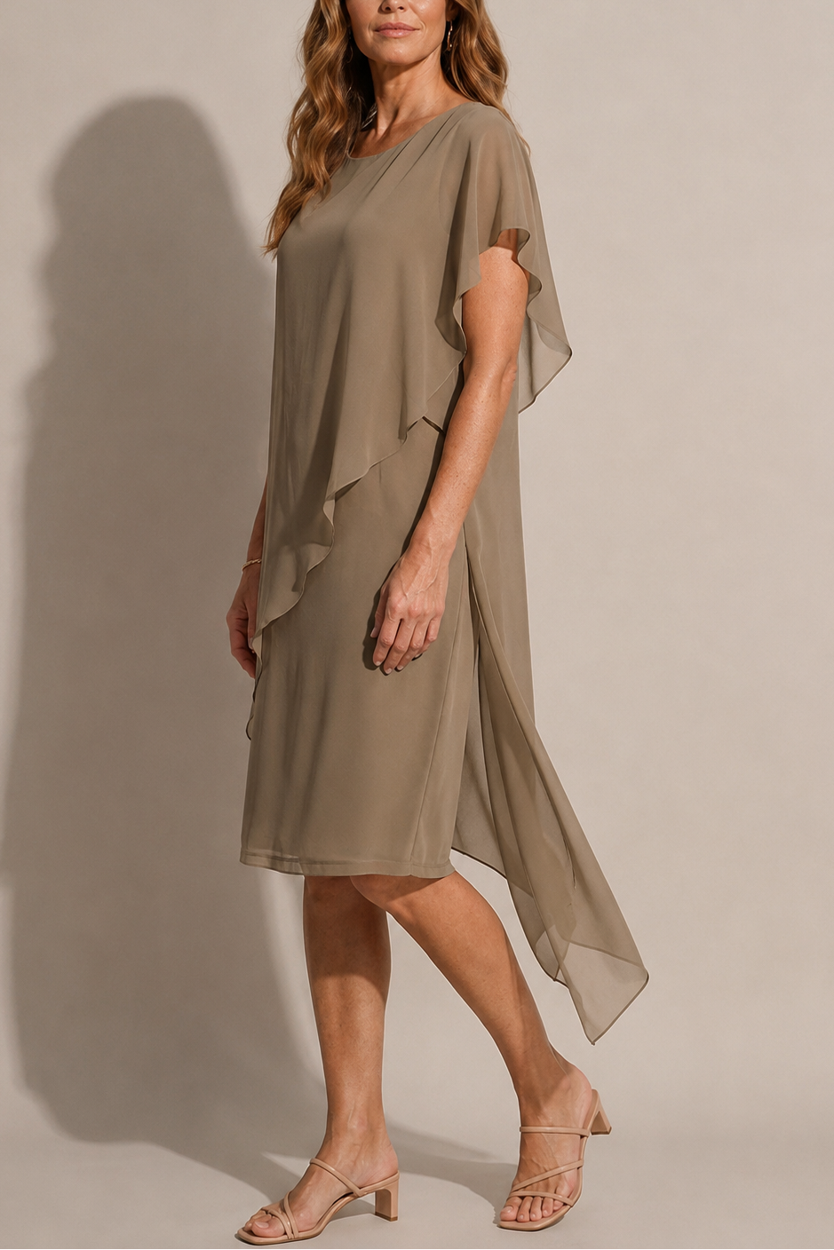 Vitaline - Robe Midi Voile Asymétrique Superposée