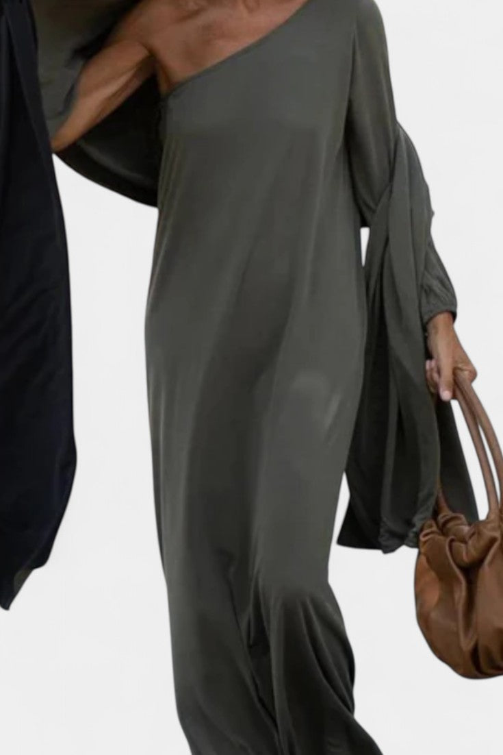 Maddie Robe Asymétrique à Une Épaule et Drapé Fluide