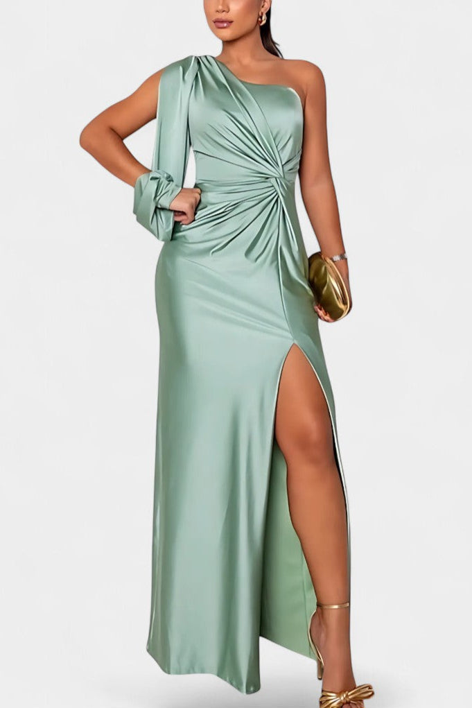 Charlotte Robe Asymétrique à Taille Nouée et Drapé Sculpté