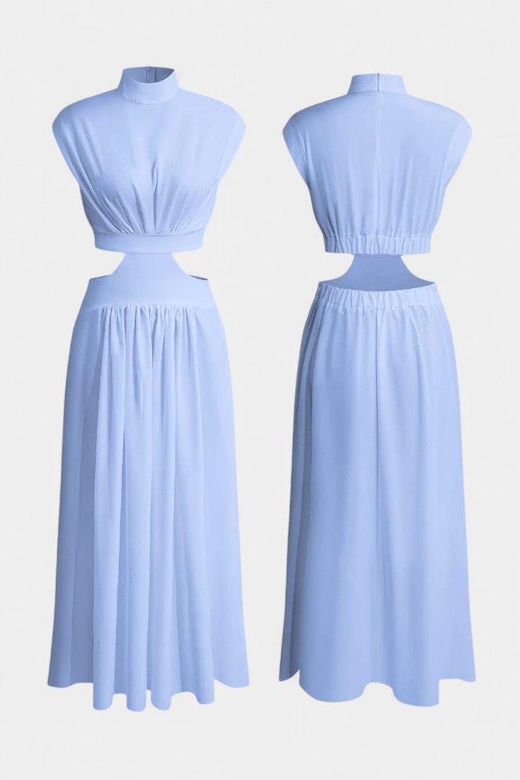 Jocelyn Ensemble à Col Haut et Jupe Fluide avec Fentes Latérales