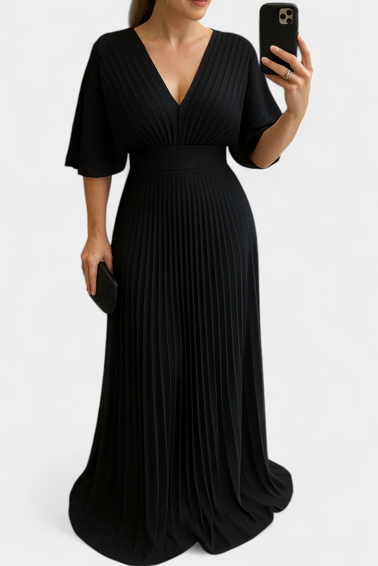 Odele Robe Plissée à Décolleté en V et Dos Nu Noué