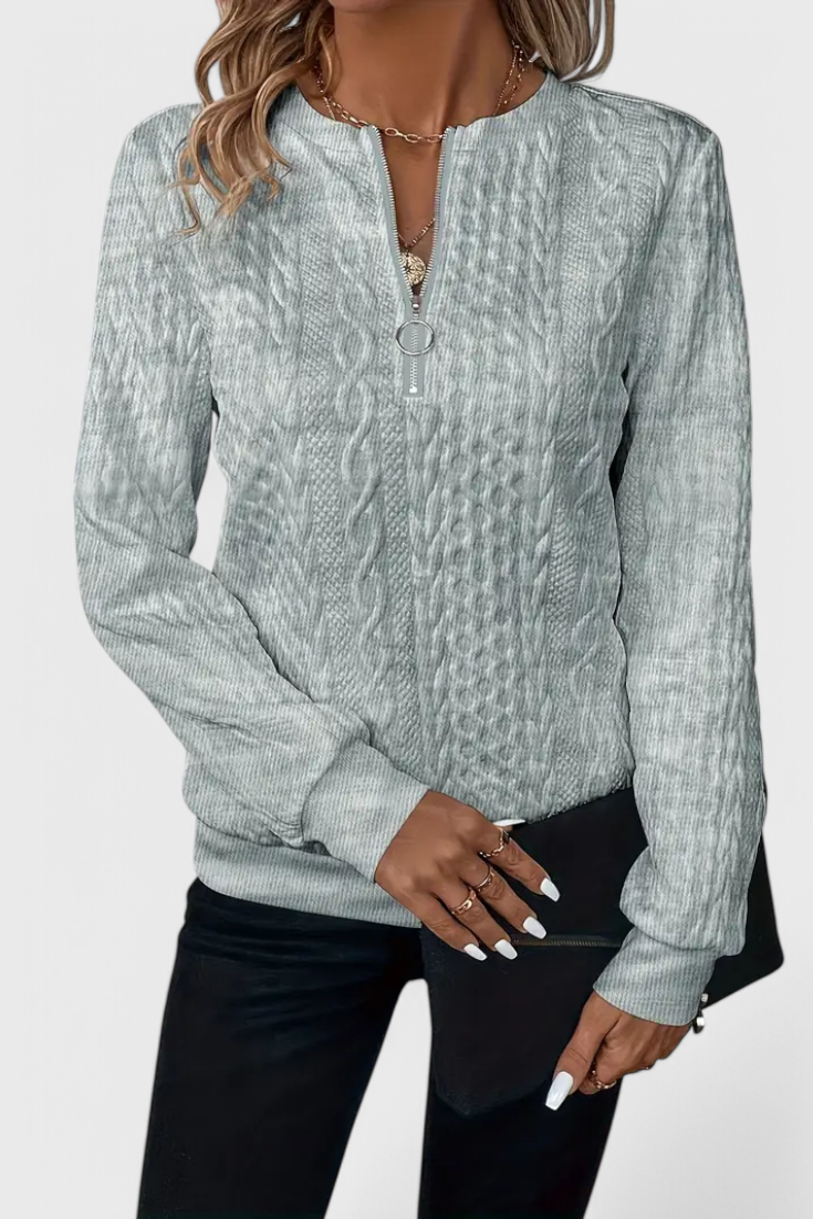 Zoey Pull Zippé en Tricot Doux et Minimaliste