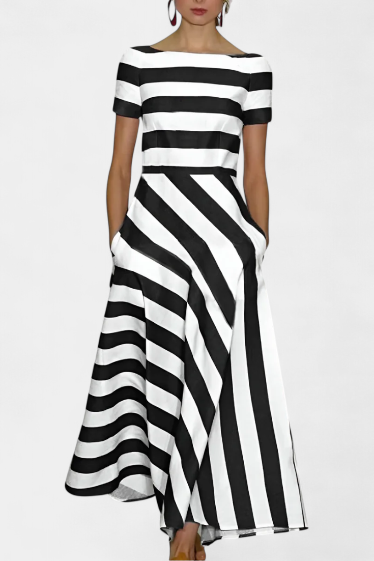 Lustra Robe Longue à Imprimé Rayé et Coupe Fluide