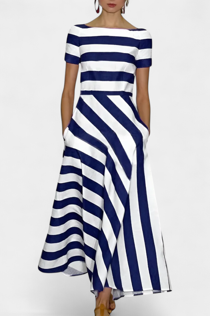 Lustra Robe Longue à Imprimé Rayé et Coupe Fluide