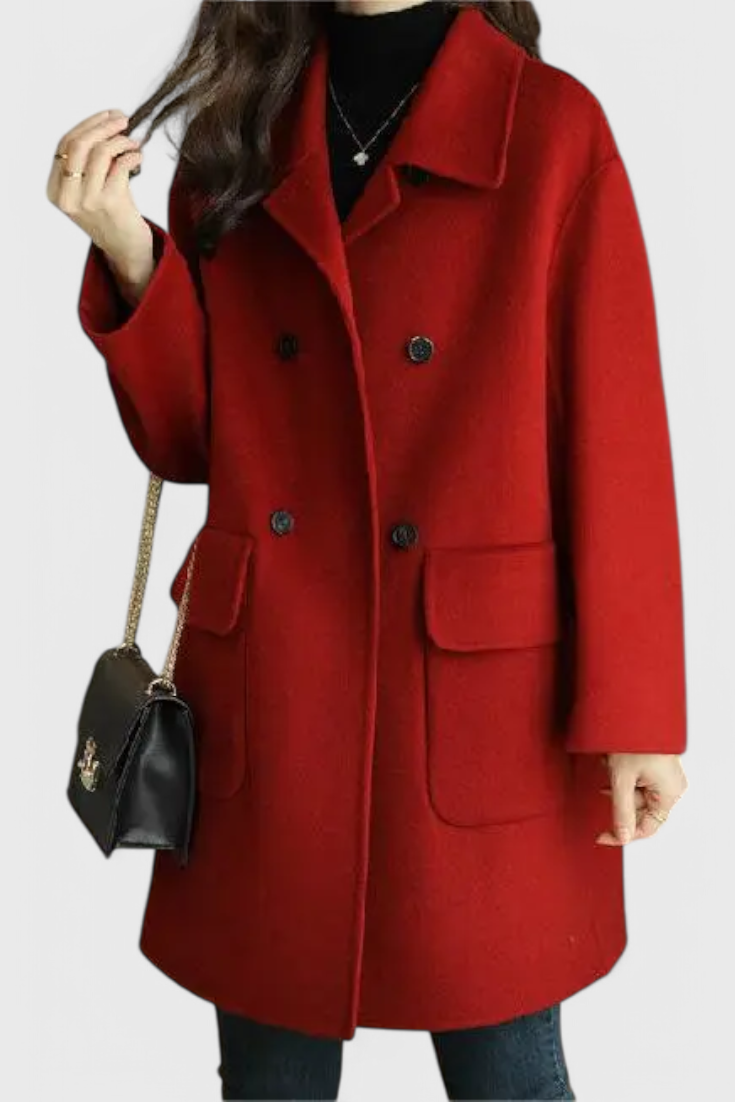 Aveline Manteau Classique en Laine à Double Boutonnage