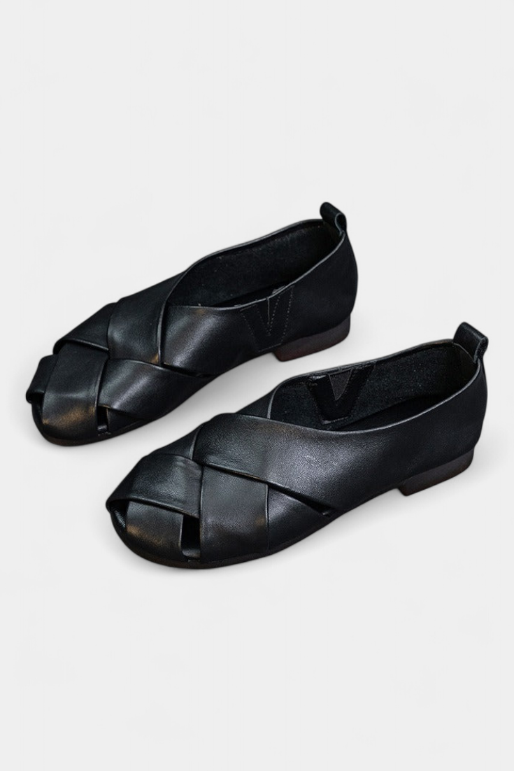 Nayra Sandales en Cuir Véritable à Bandes Croisées