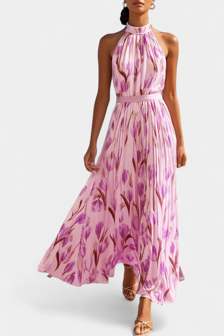 Juliene Robe Sans Manches à Imprimé Floral et Taille CeinturéeRobe Sans Manches Juliene Fleurie avec Ceinture