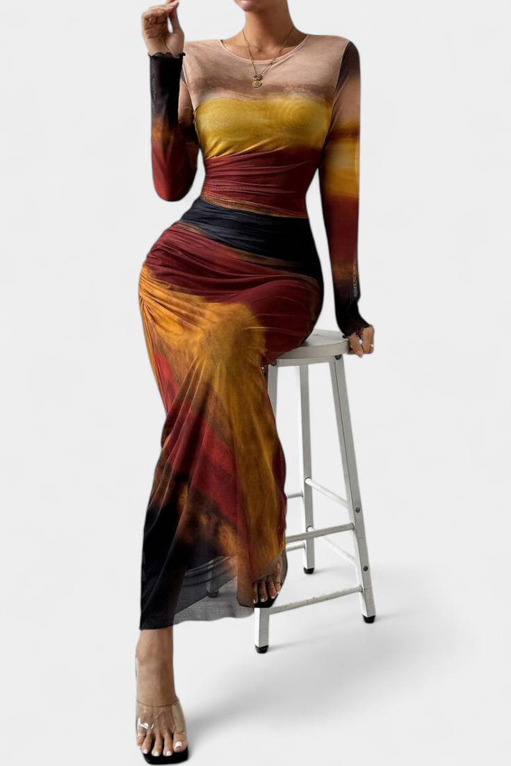 Galene Robe Cape Longue à Ourlet Asymétrique