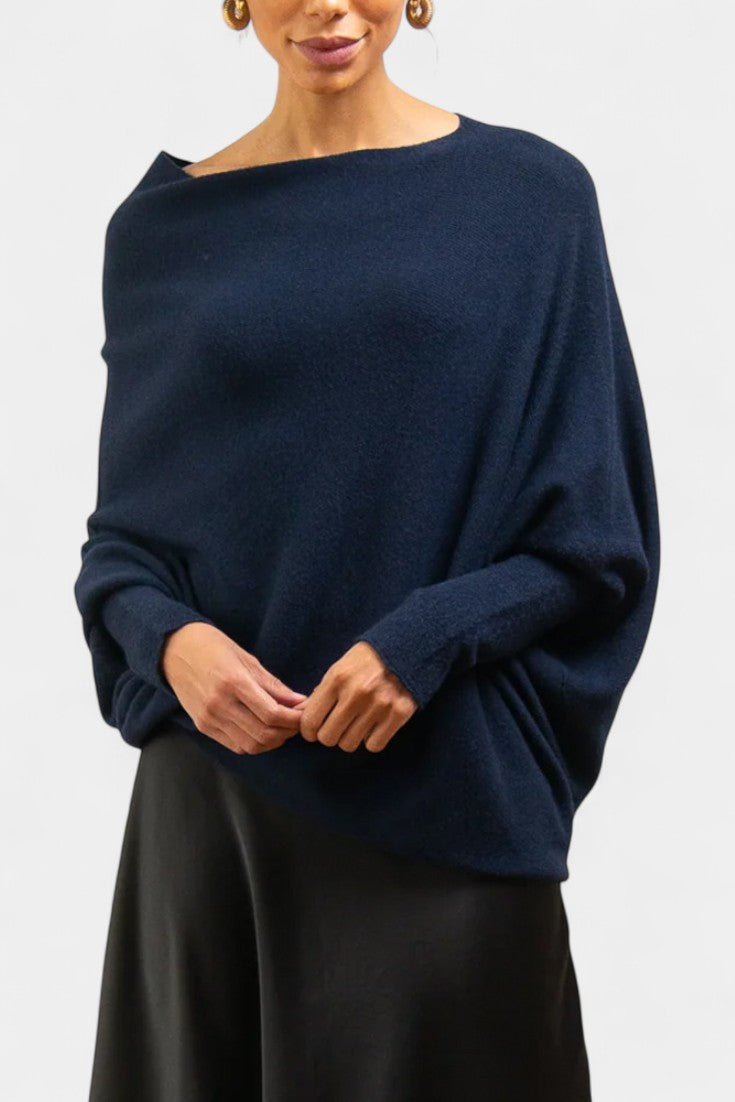 Anna Pull Off-Shoulder Décontracté en Maille Douce