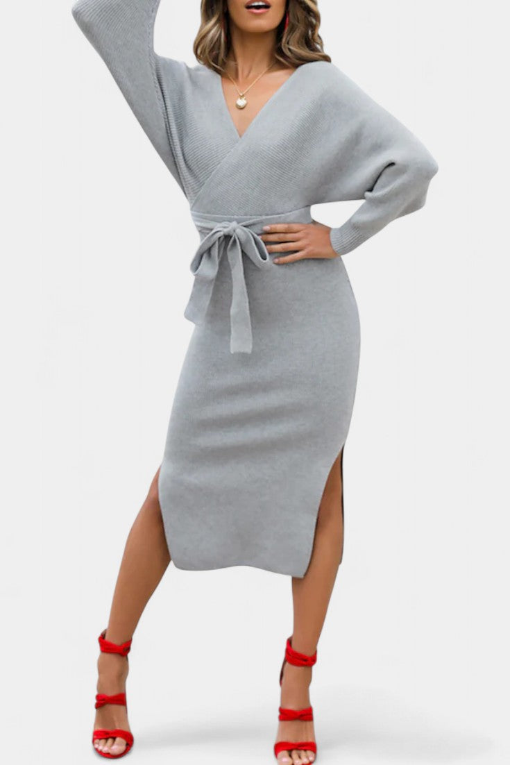 Coriselle Robe Pull Midi à Lacets et Dos Nu