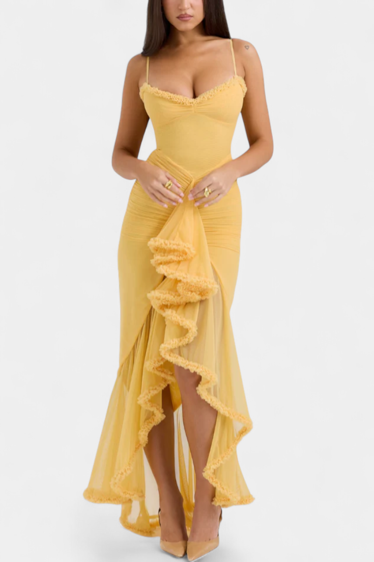 Élodie Robe Corset à Volants et Ouverture Latérale