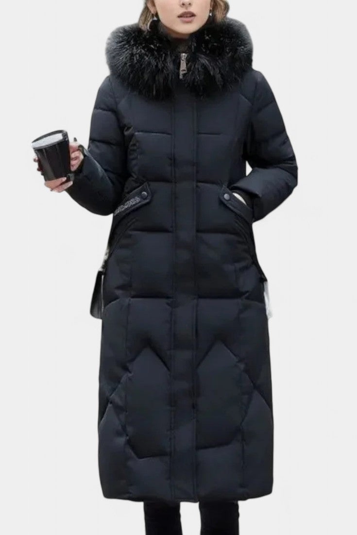 Maisha Manteau d’Hiver à Capuche Décorative et Coupe Féminine