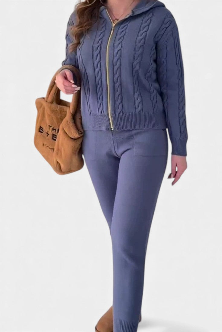 Perdita Ensemble Cardigan & Pull Jacquard Torsadé Casual