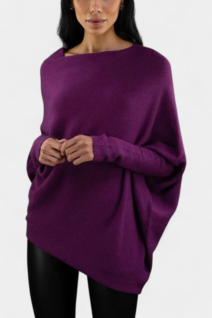 Anna Pull Off-Shoulder Décontracté en Maille Douce