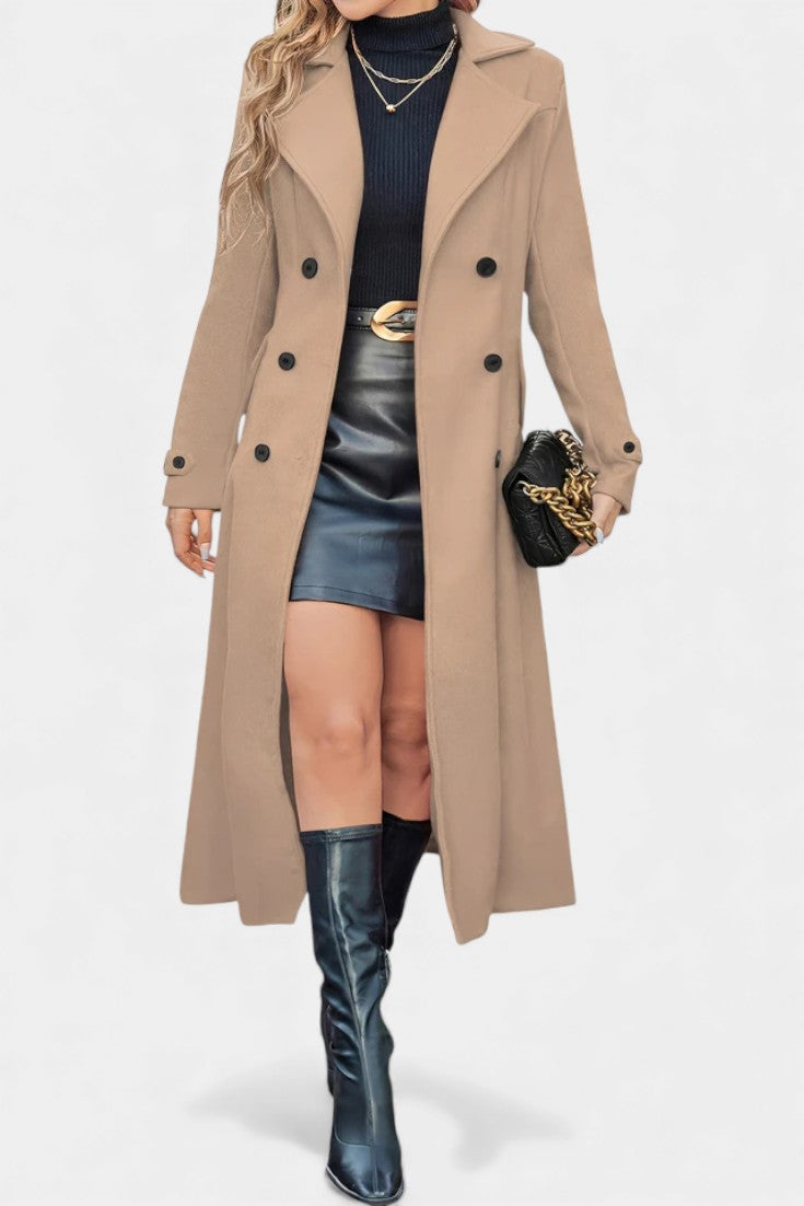 Naïssa Manteau Long Croisé à Revers Notchés