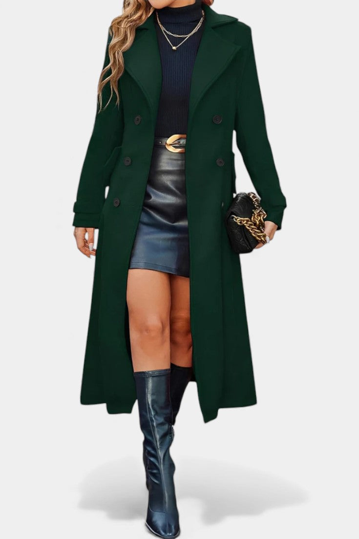 Naïssa Manteau Long Croisé à Revers Notchés