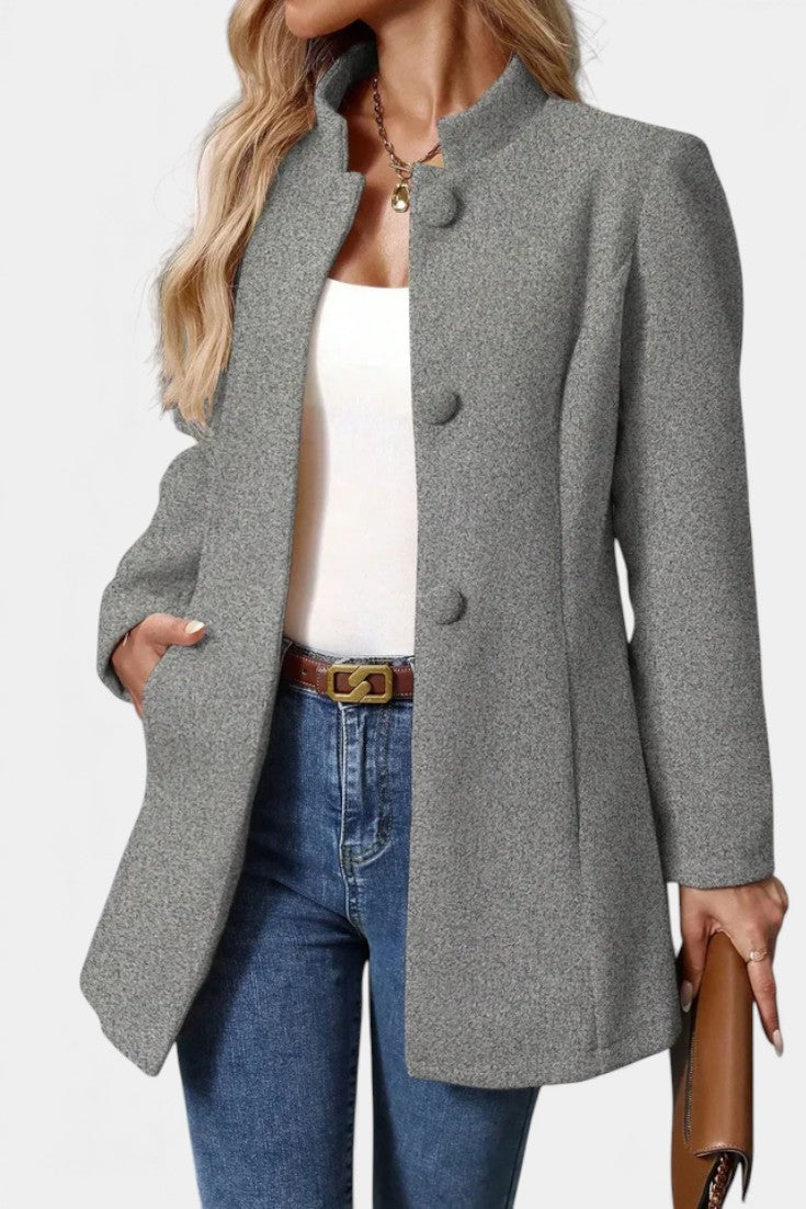 Lyana Manteau Caban à Col Montant et Manches Longues