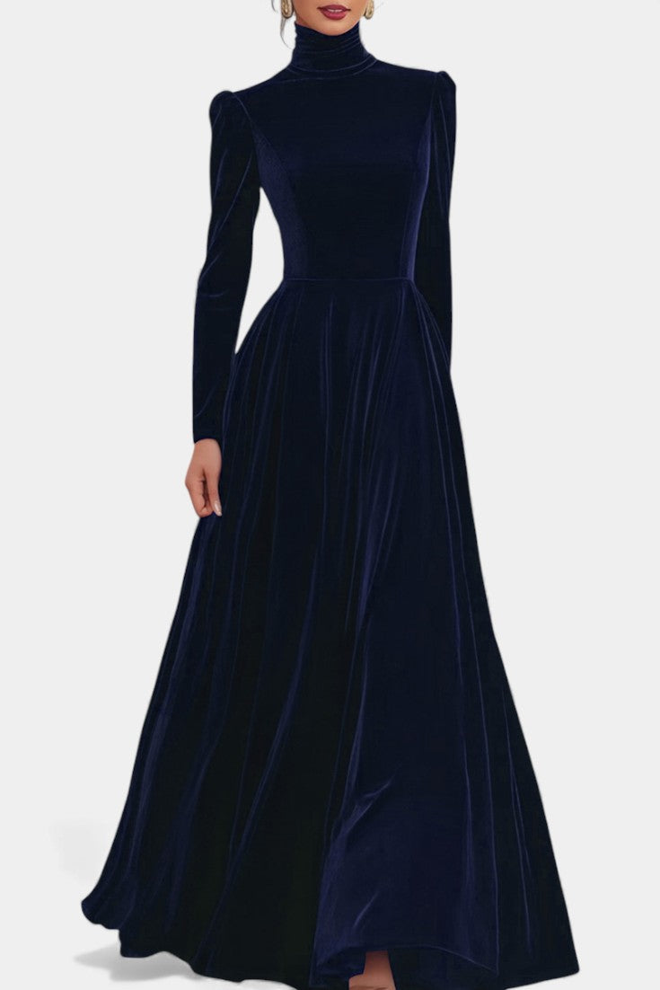 Orphise Robe Longue Bordeaux à Manches Longues