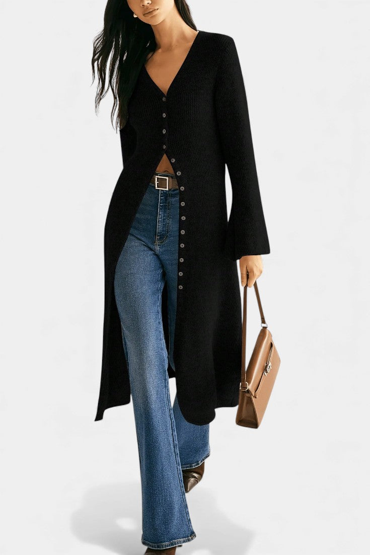 Dorénia Robe Pull Midi Décolleté V avec Fente