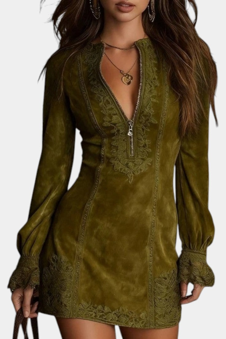 Vivencia Robe Mini Ajustée Bleue à Dentelle Raffinée