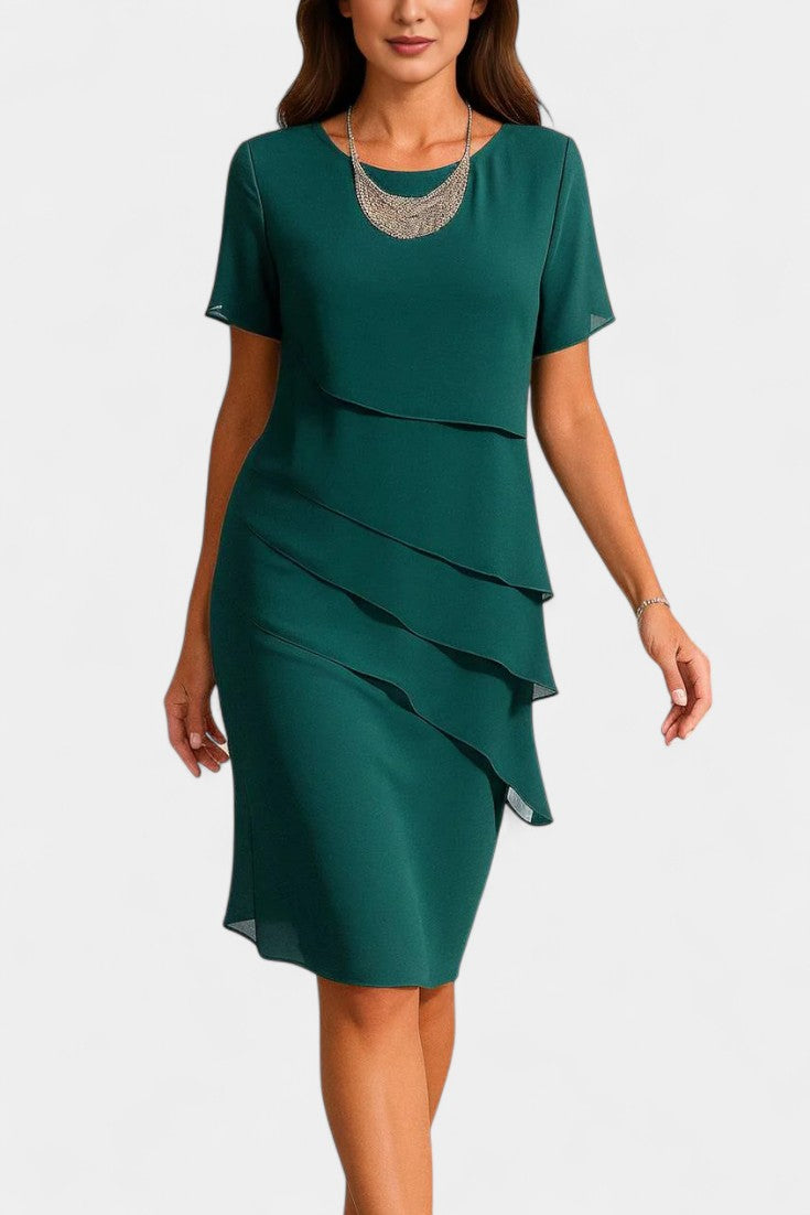 Mia Robe Sans Manches à Décolleté Carré avec Franges Décoratives