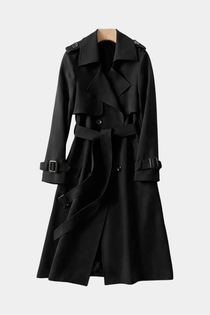 Romane Manteau Long Ceinturé à Double Boutonnage