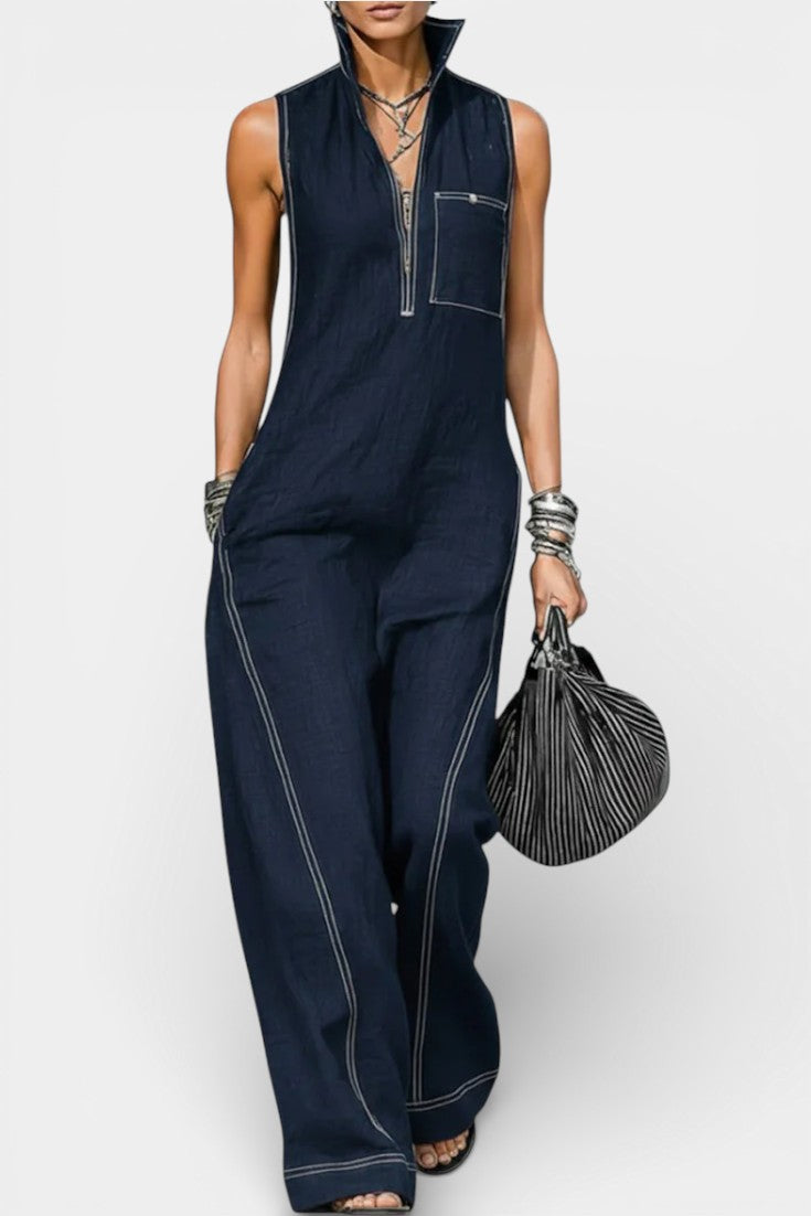 Juanita Combinaison Sans Manches à Coupe Décontractée et Bordure Contrastée