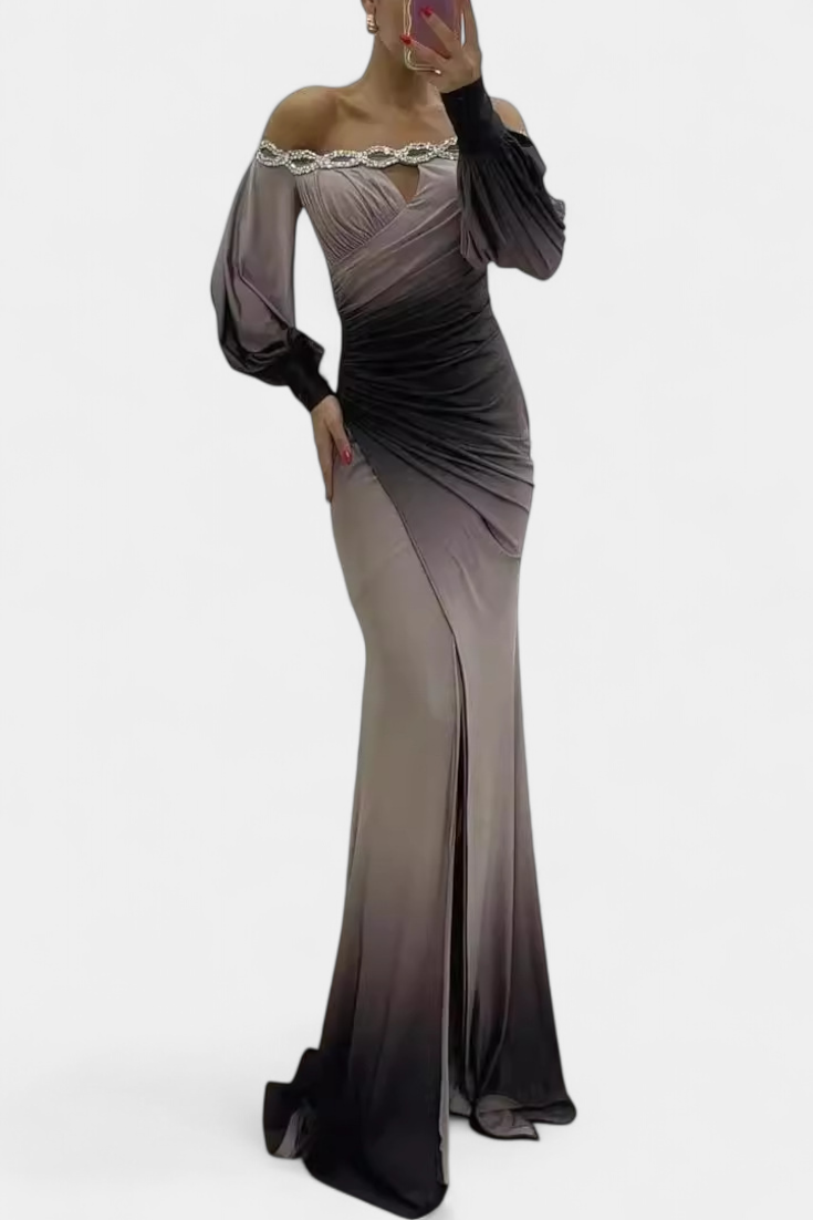 Julitta Robe de Gala Off-Shoulder Dégradée à Drapé Élégant