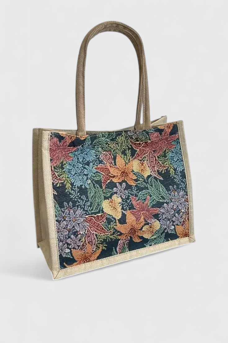 Taila Sac en Jute Résistant avec Imprimé Floral