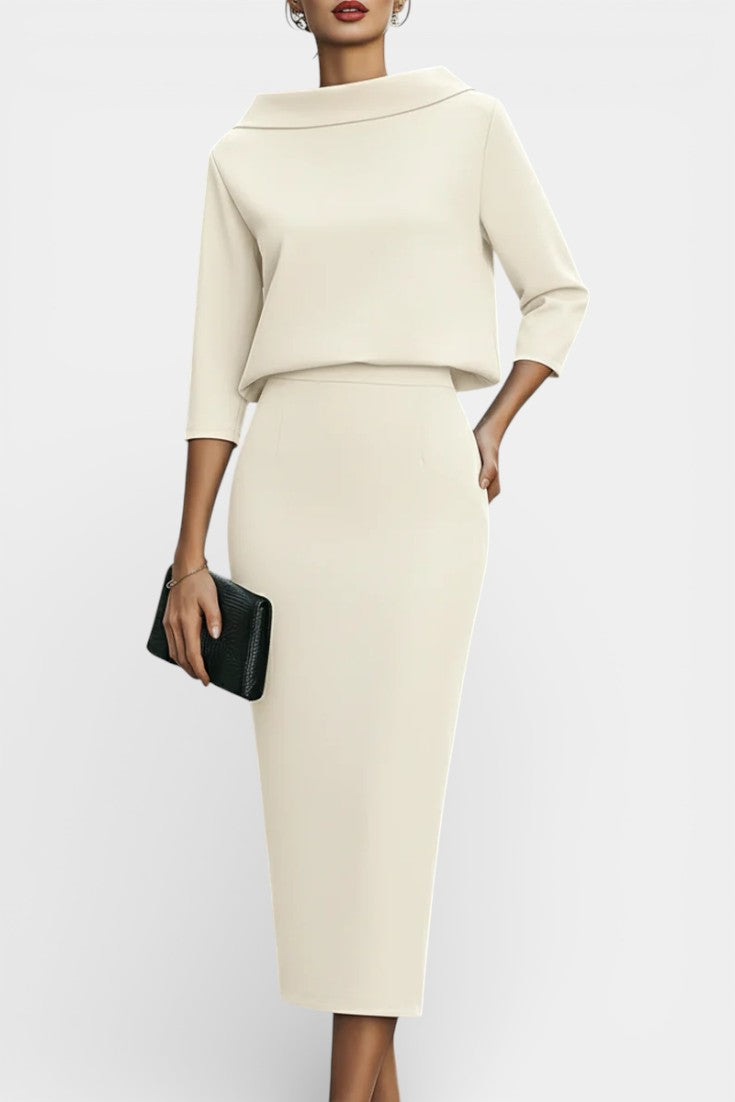 Chanel Ensemble Élégant Top à Col Bateau et Jupe Mi-Longue