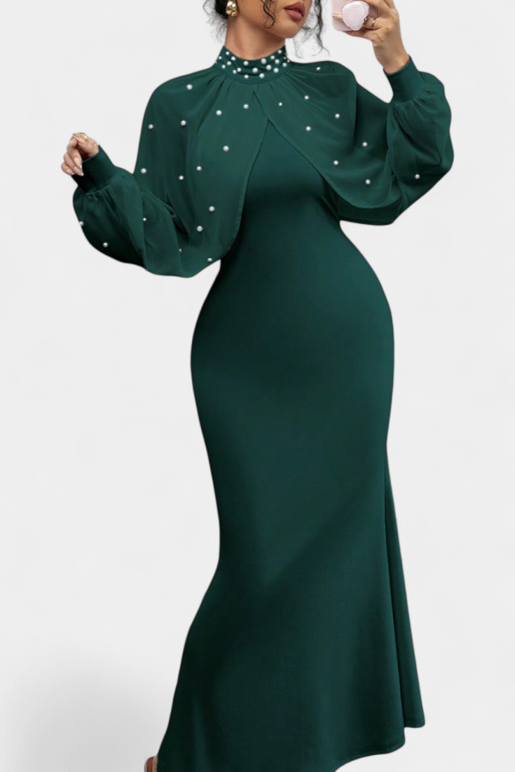 Atenea Robe Halter en Maille Perlée à Silhouette Ajustée