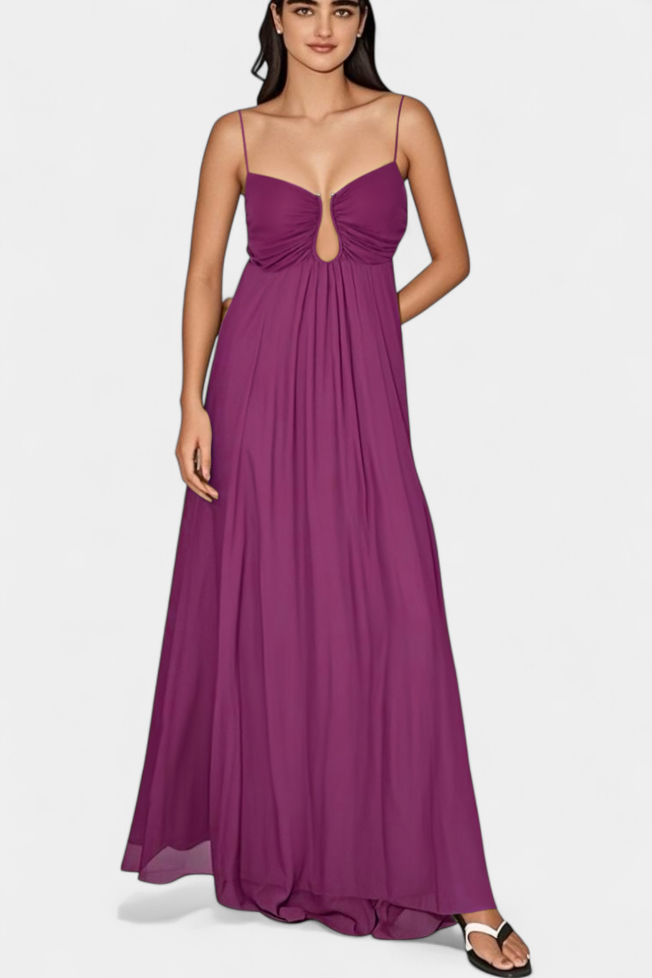 Elettra Robe Longue en Georgette à Décolleté Goutte