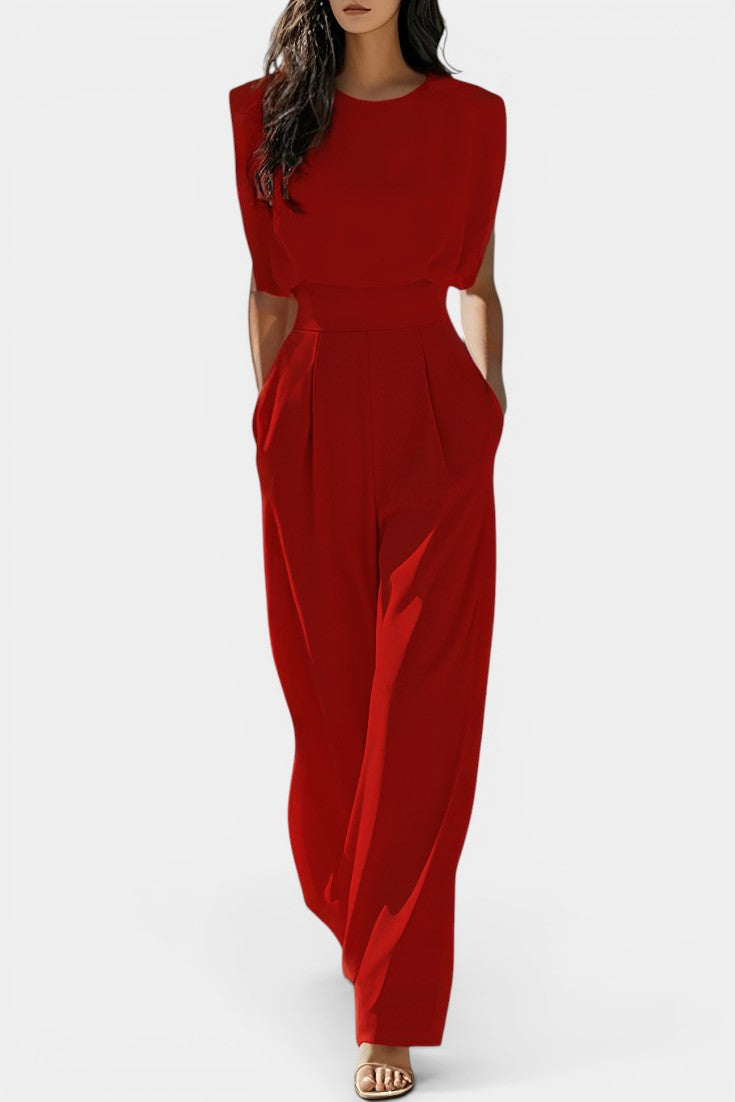Billie Combinaison Pantalon Large Col Rond Épaules Structurées Sans Manches