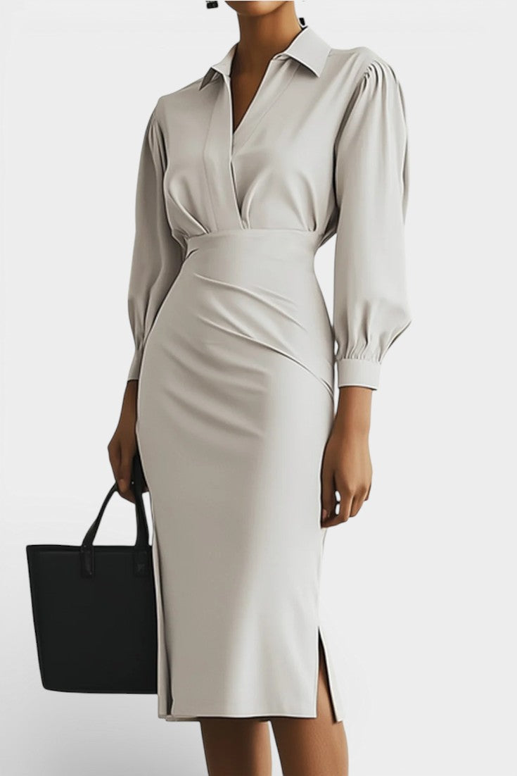 Marcia Ensemble Deux-Pièces Élégant Haut à Manches Longues et Jupe Froncée