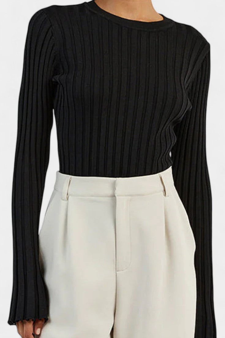 Annalou Pull Isla Slim Fit à Manches Bouffantes et Col Rond