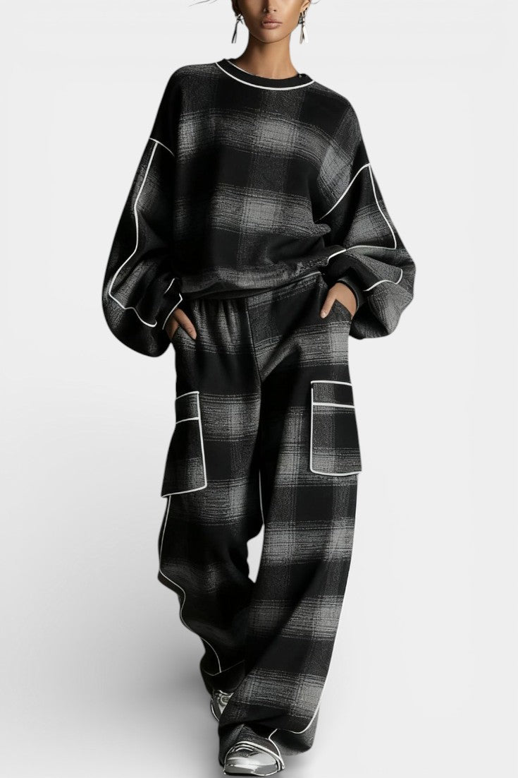 Oléna Ensemble Urbain à Carreaux Color-Block