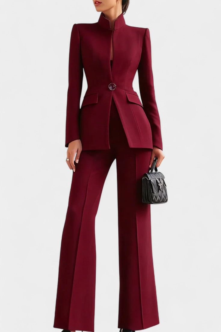 Elisabetta Ensemble Deux Pièces à Col Montant et Pantalon à Jambe Large