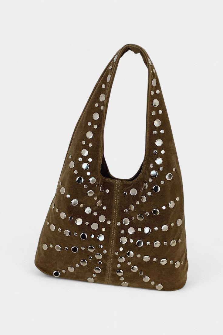 Nerina Sac Shopper à Clous Argentés et Motif Géométrique