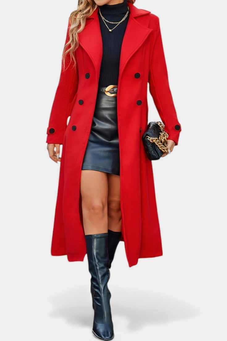 Naïssa Manteau Long Croisé à Revers Notchés