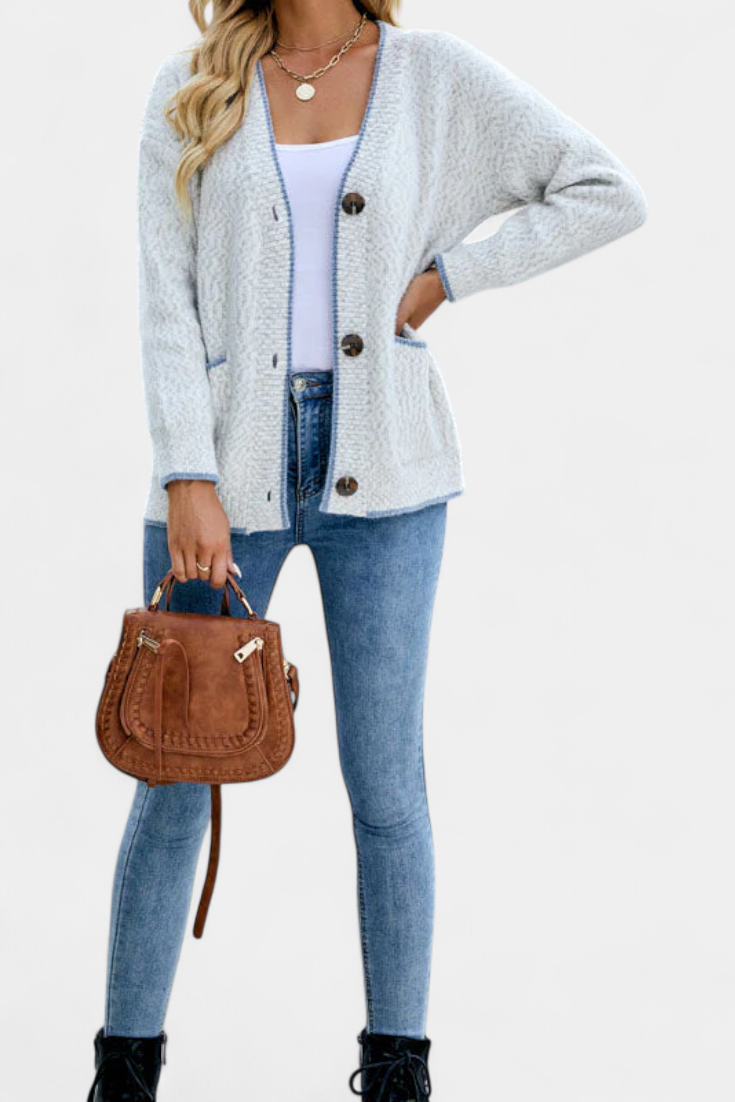 Sana Veste Décontractée en Maille Épaisse avec Poches