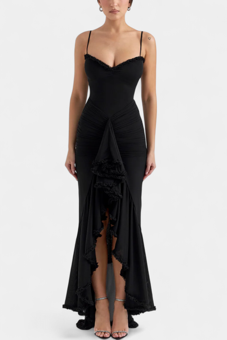 Élodie Robe Corset à Volants et Ouverture Latérale