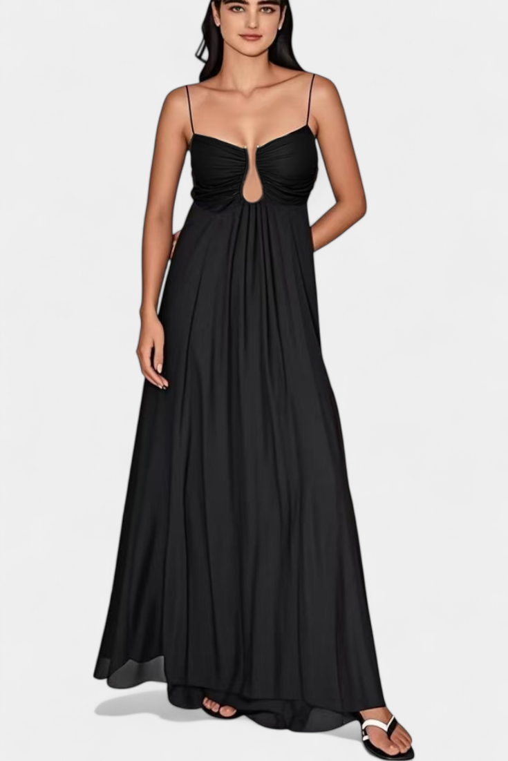 Elettra Robe Longue en Georgette à Décolleté Goutte