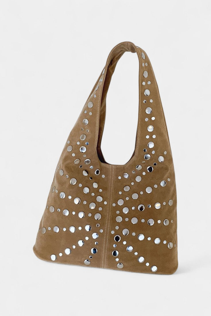 Nerina Sac Shopper à Clous Argentés et Motif Géométrique