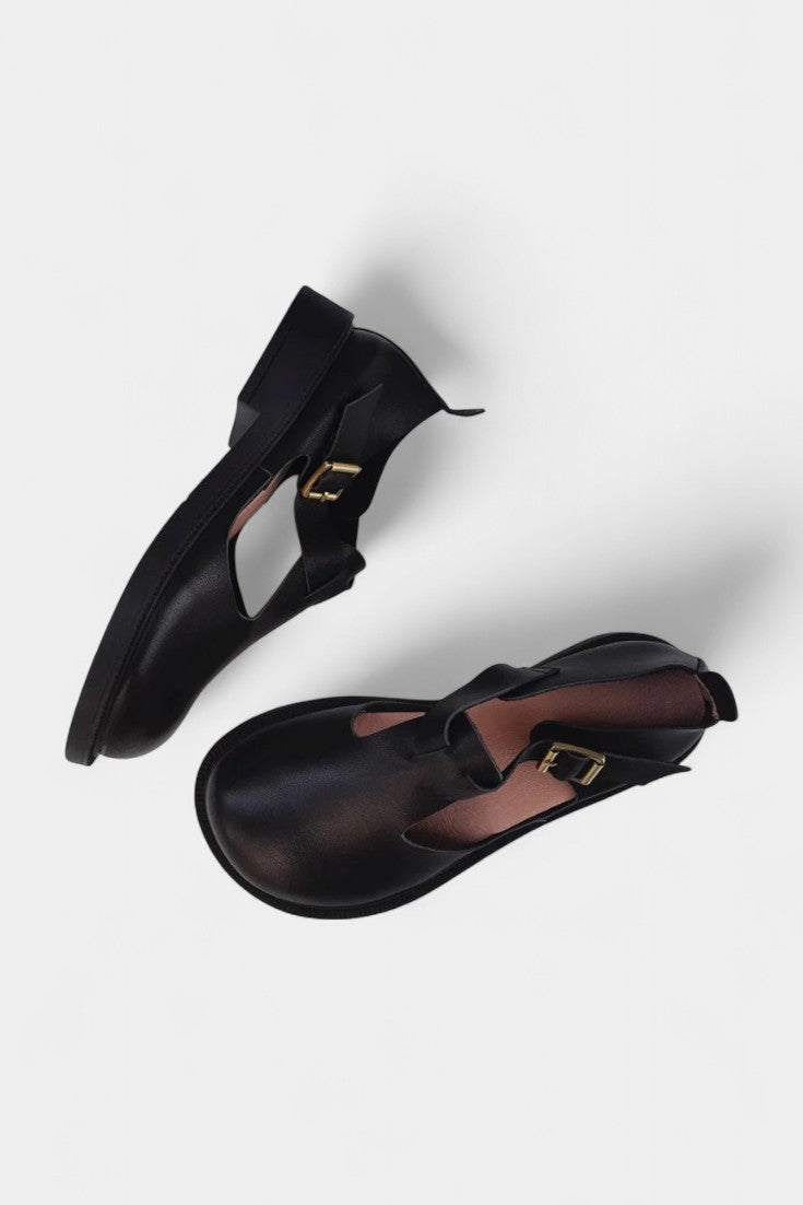 Colette Mary Janes en Cuir Souple à Panneaux Ouverts et Sangle Ajustable