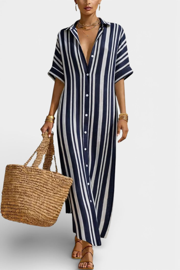 Carter Robe Longue Chemise Rayée Mélangé