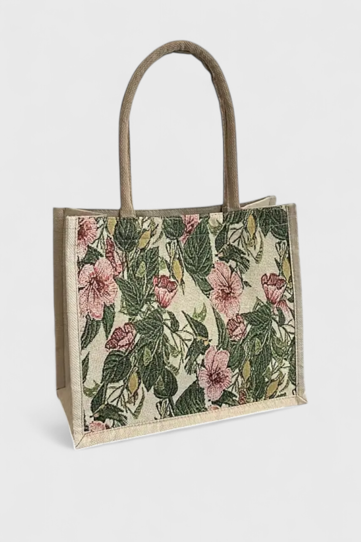 Taila Sac en Jute Résistant avec Imprimé Floral