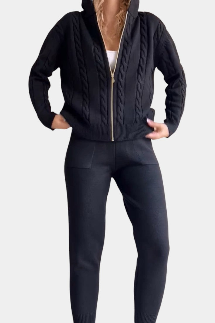 Perdita Ensemble Cardigan & Pull Jacquard Torsadé Casual