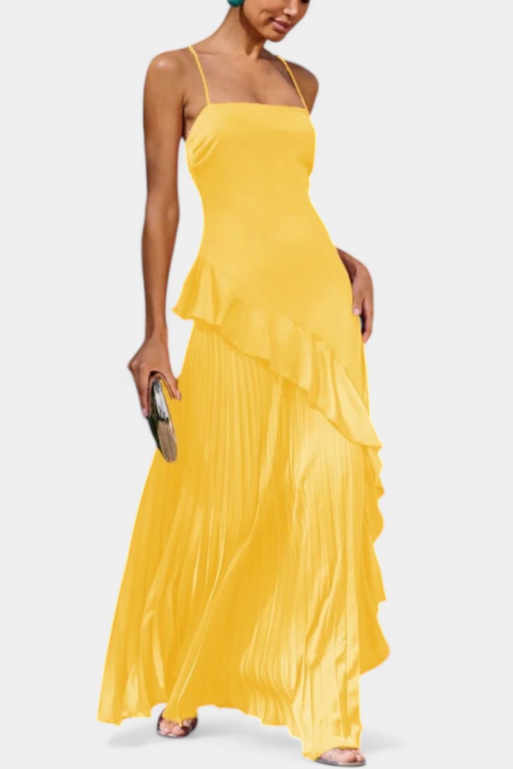 Paige Robe Asymétrique à Volants et Silhouette Fluide