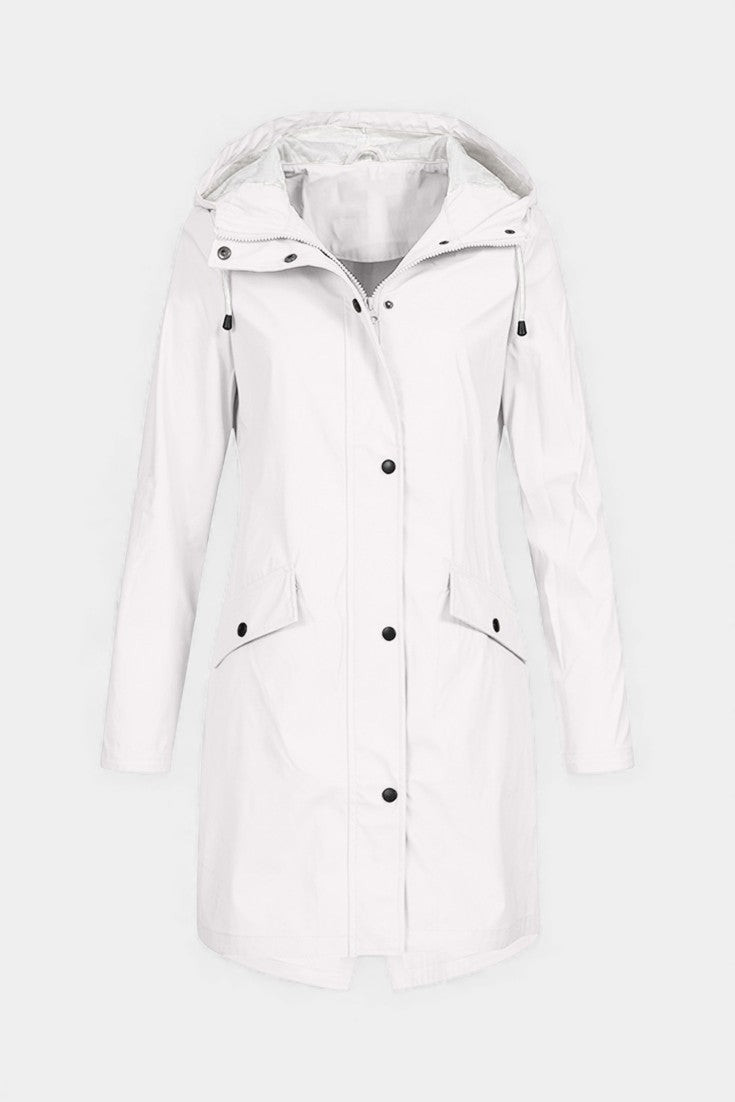 Carmélia Parka Longue Imperméable Beige à Capuche Ajustable