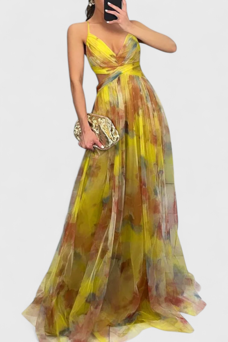 Ingrid Robe Longue à Imprimé Floral et Décolleté en V